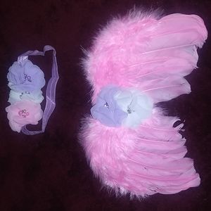 Newborn prop feathered wings and headband